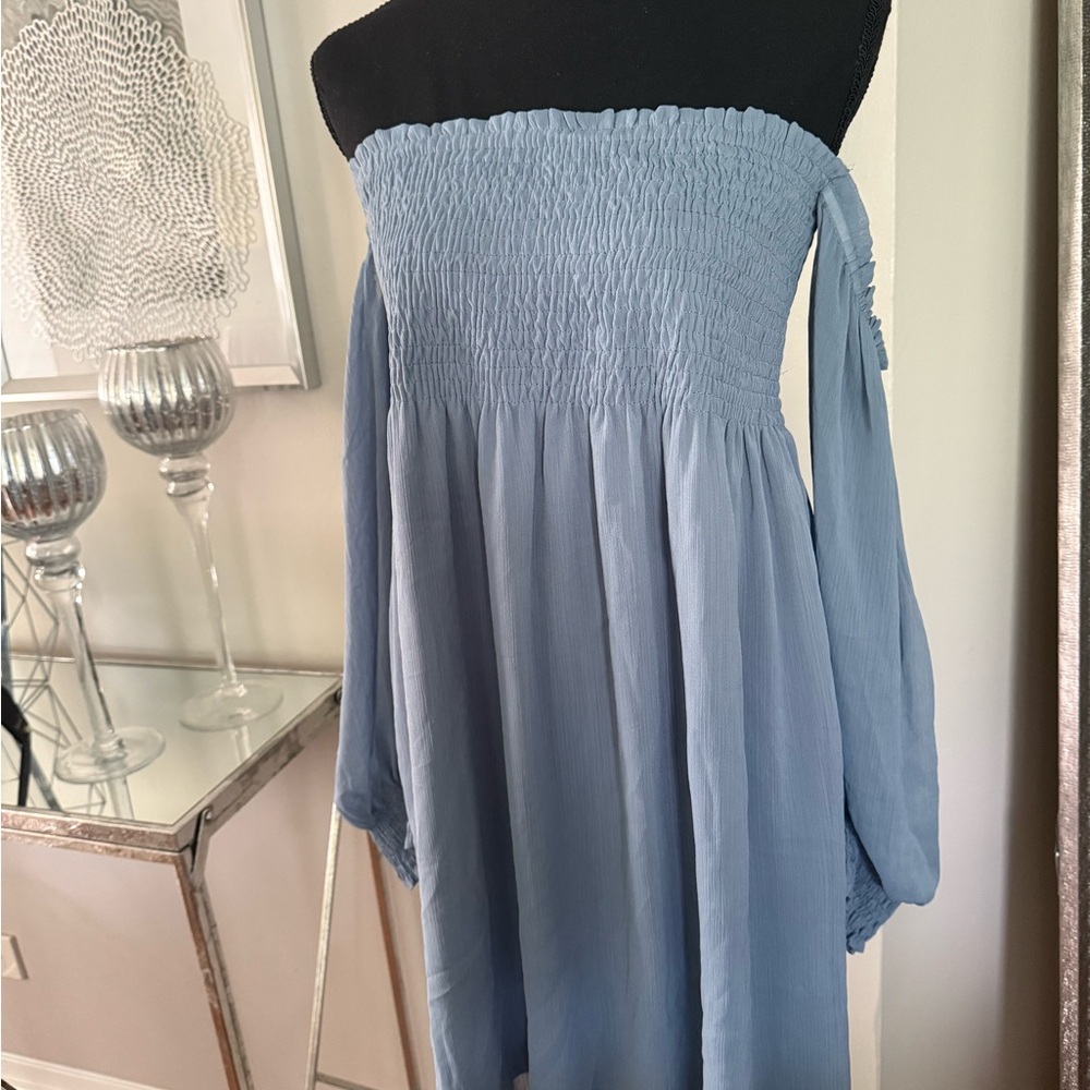 Zara Light Blue Smocked dress